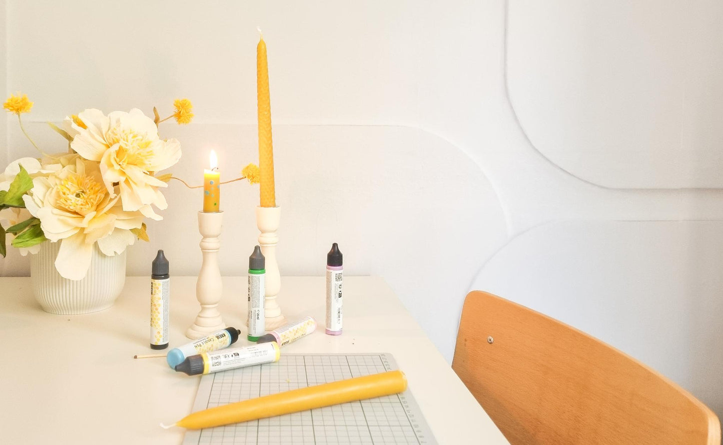 Priveworkshop 5 personen - Candle painting met natuurlijke bijenwaskaarsen
