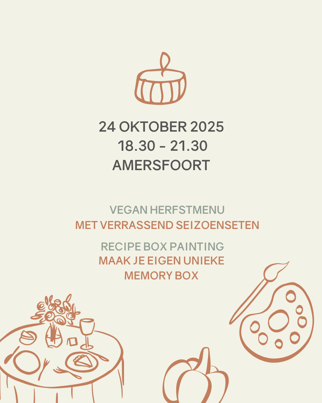 Workshop & Diner The Harvest Edit (vrijdag 24/10 18.30-21.30)