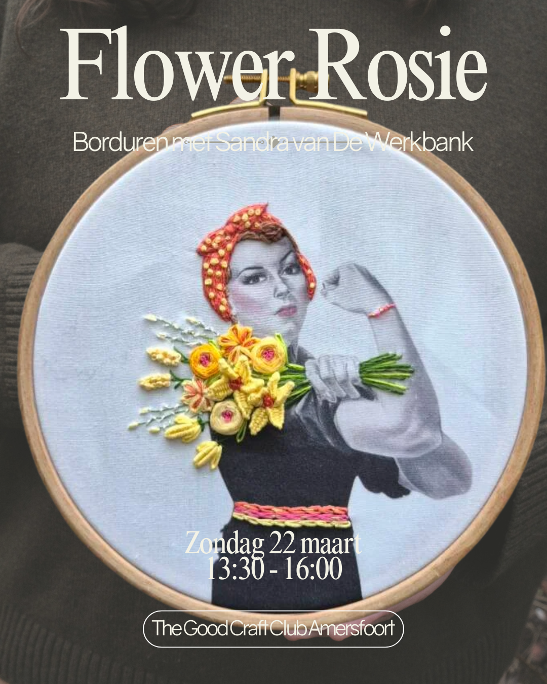 Workshop Flower Embroidery door Sandra van De Werkbank (woensdag 22 maart 13:30 - 16:00)